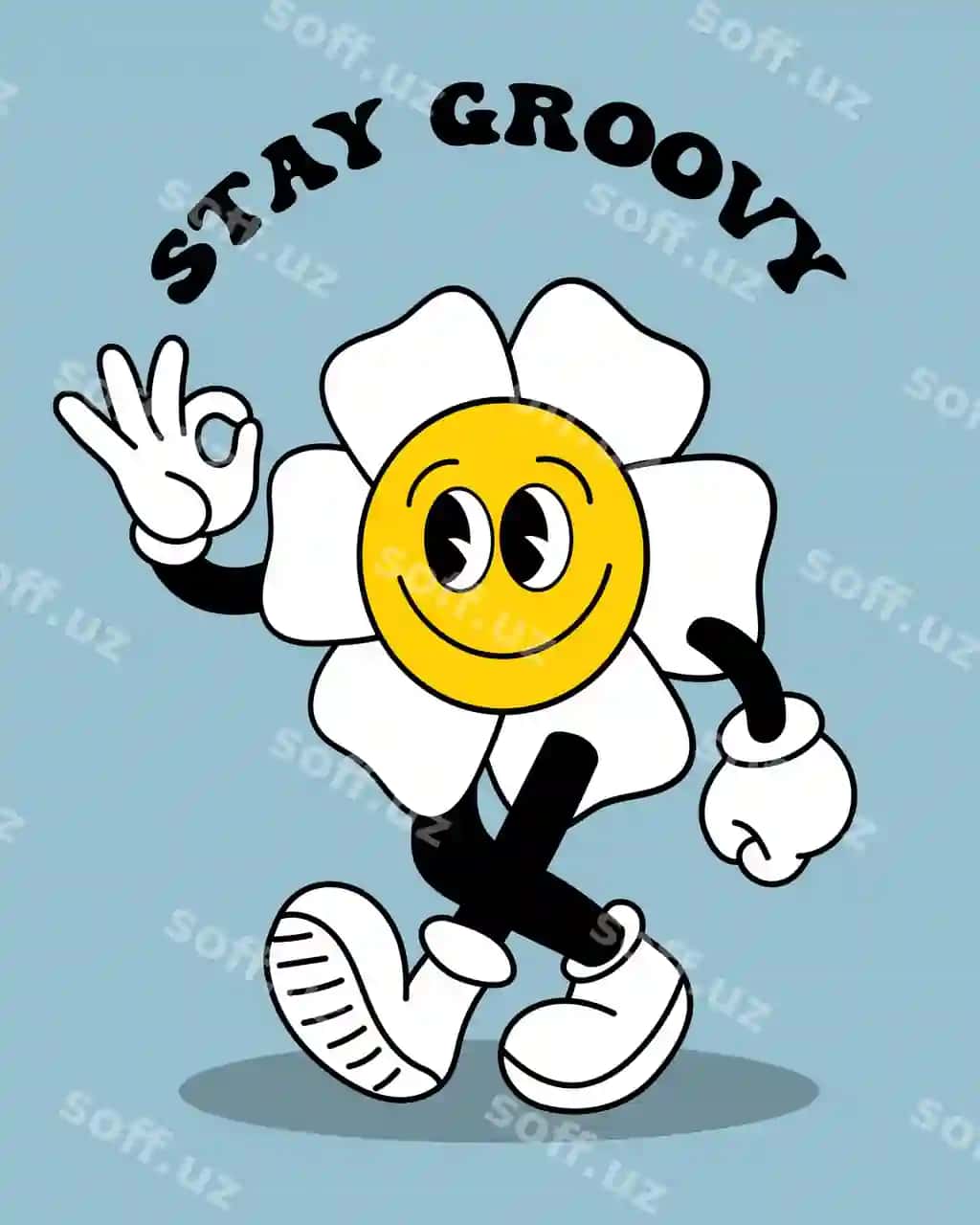 Mazali fun-ki halqiy gul bilan slogan retro 70-yillar atmosferasi psihedelik | Cute funky hippie flower with slogan retro 70s atmosphere psychedelic