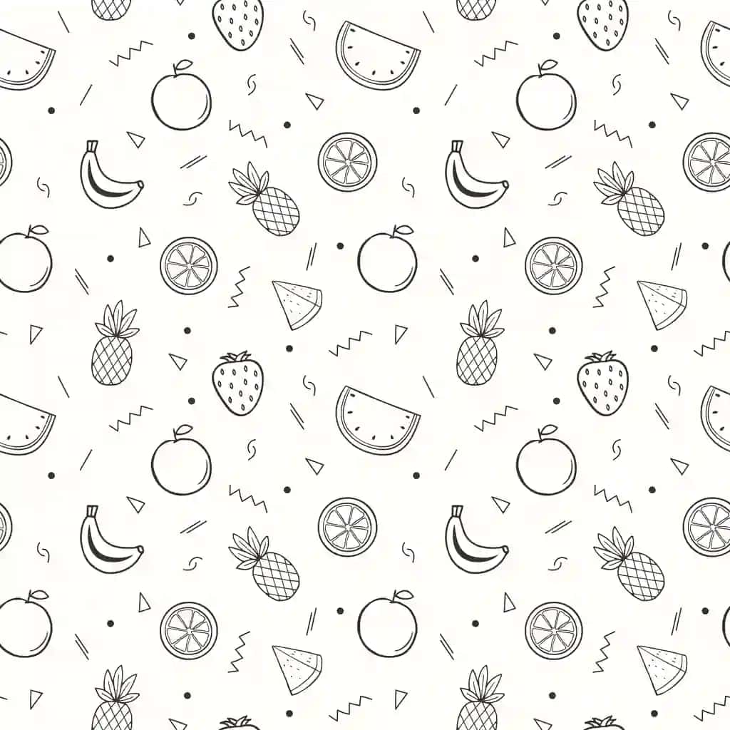 Tropik mevalar geometrik bilan qo'lda chizilgan yoz mevalari naqsh | Hand drawn summer fruits pattern with tropical fruits geometric