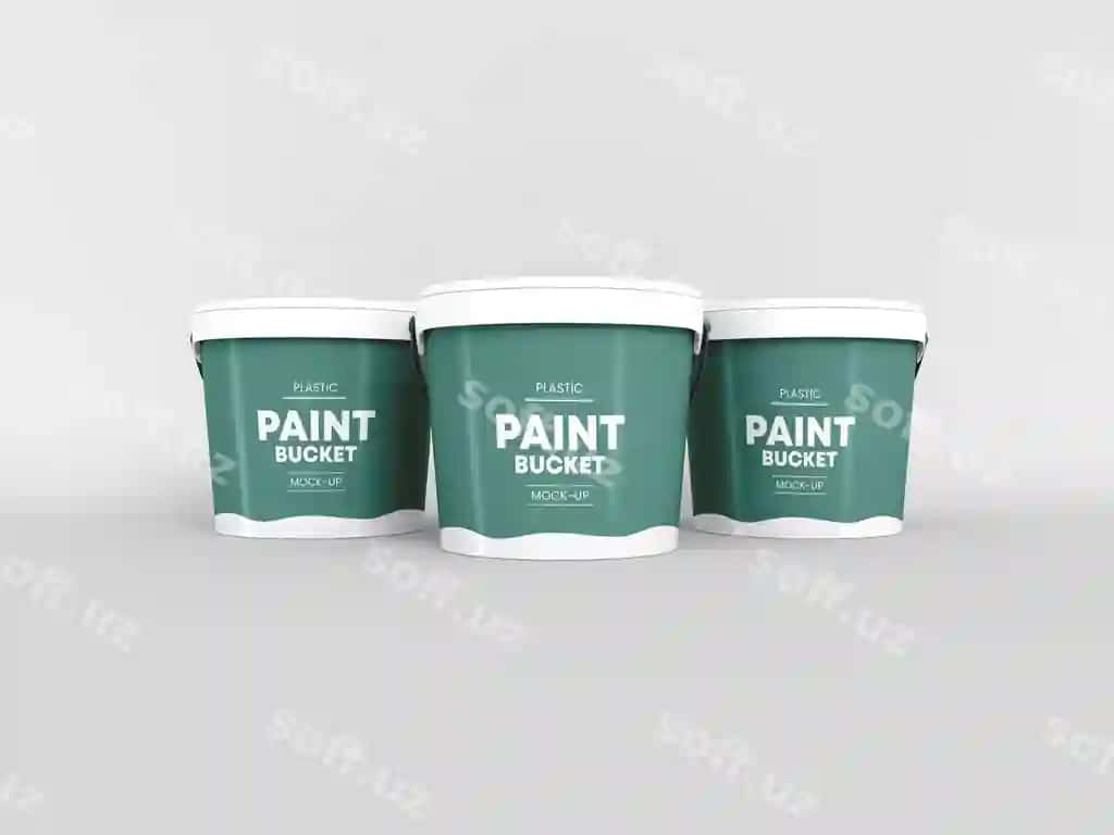 Plastik bo'yoq chelak maketi | Plastic paint bucket mockup