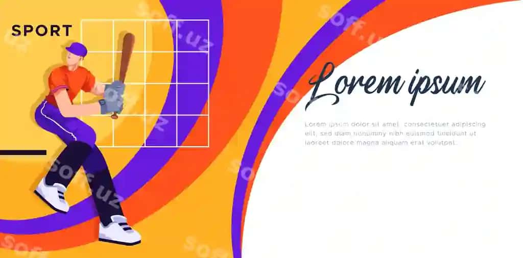 Milliy sport konsepsiyasi sport kuni bayrami dizayni beysbol bilan | National sports concept sports day celebration design with baseball