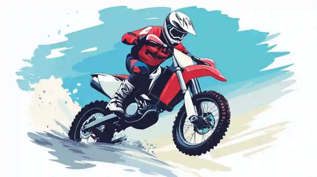 Motokross chavandozi moviy osmon vektor tasvirini tayyorladi | Motocross rider geared up blue sky vector illustration