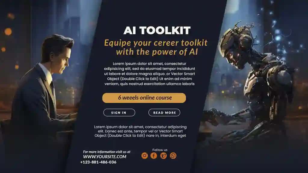 "Barcha muvaffaqiyatlaringiz" deb yozilgan bannerli robot deb nomlangan poster video o'yini | Poster video game called robot with banner that says all your success