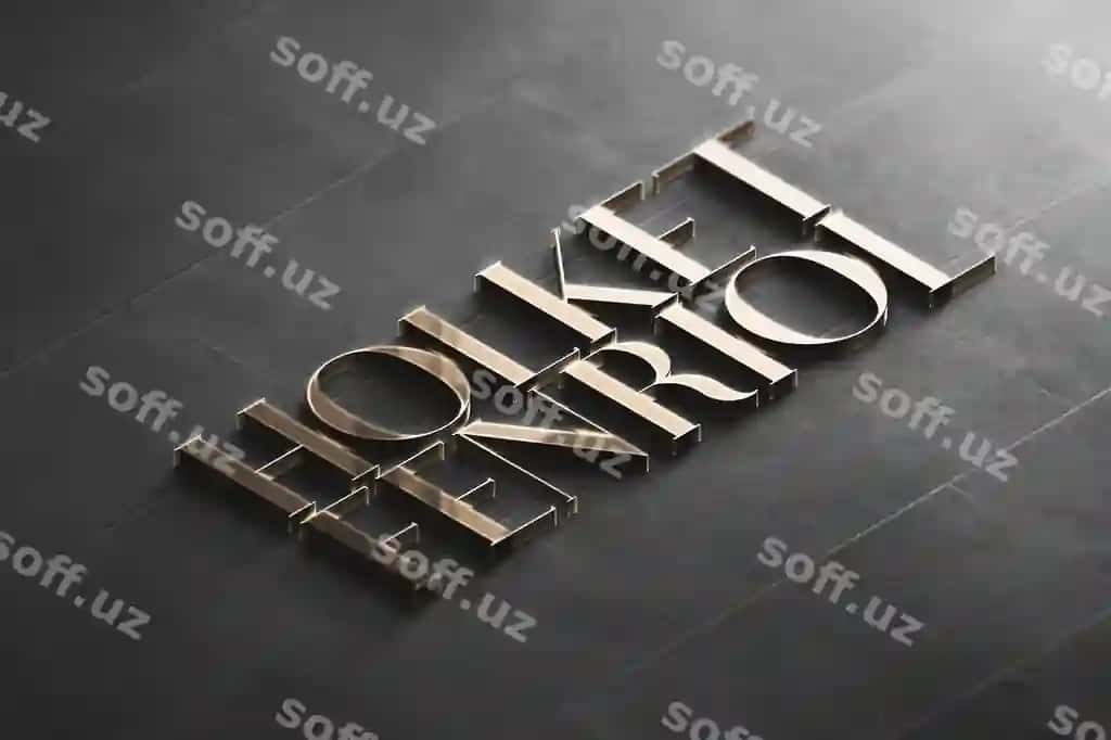 Logo namuna perspektiva 3D oltin | Logo mockup perspective 3d gold