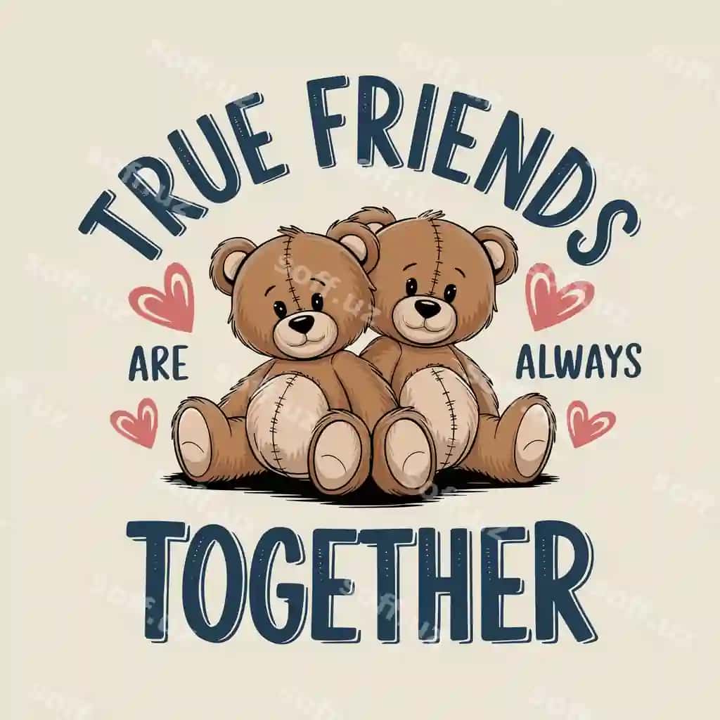Haqiqiy do'stlar ayiqchalari tasviri | True friends teddy bears illustration