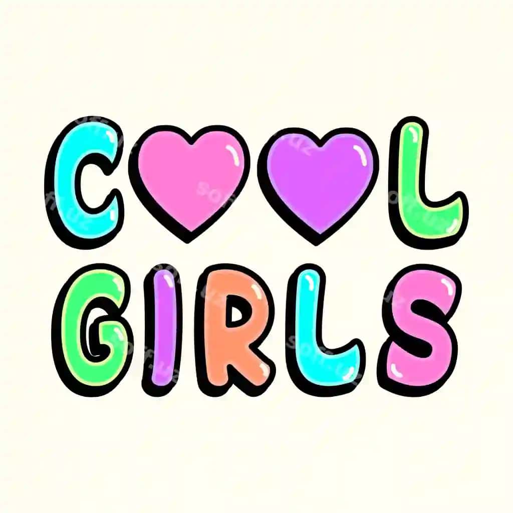 Moda qizlar rangli yoqimli matn | Cool girls colorful cute text