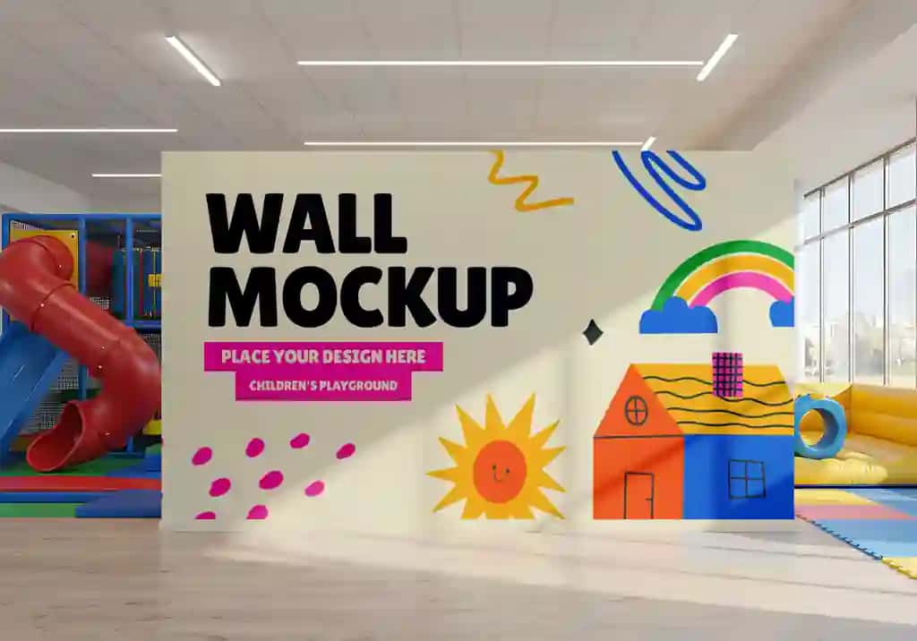 Devor maketi bolalar o'yin maydonchasi | Wall mockup childrens playground