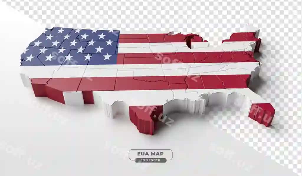 Izometric xarita Amerika Qo'shma Shtatlari bayroq bilan 3D render | Isometric map united states america with flag 3d render