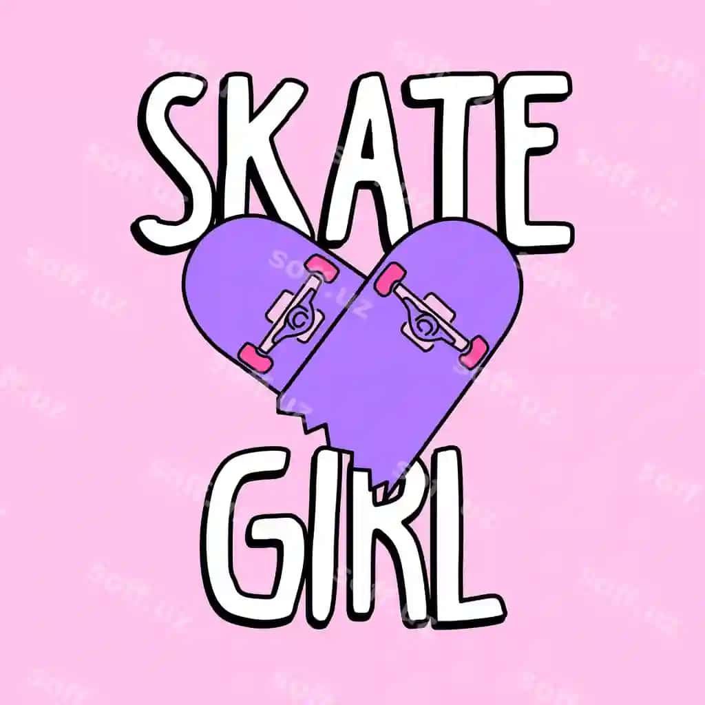 Vector skayt qiz singan doska | Vector skate girl broken board