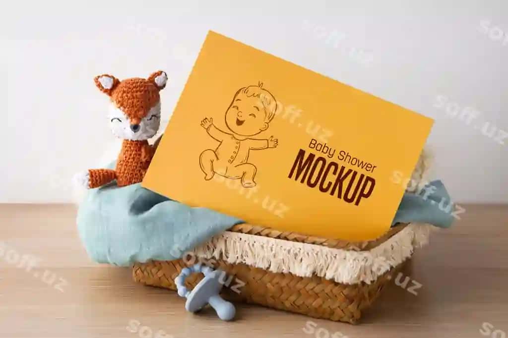 O'g'il bolasi uchun baby shower kartochkasi namunasi | Boy baby shower card mockup
