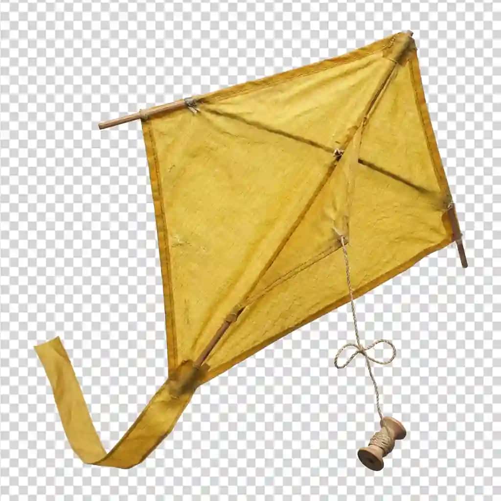 Yog'och ramkali g'altakli an'anaviy sariq uçurtma | Traditional yellow kite with wooden frame spool