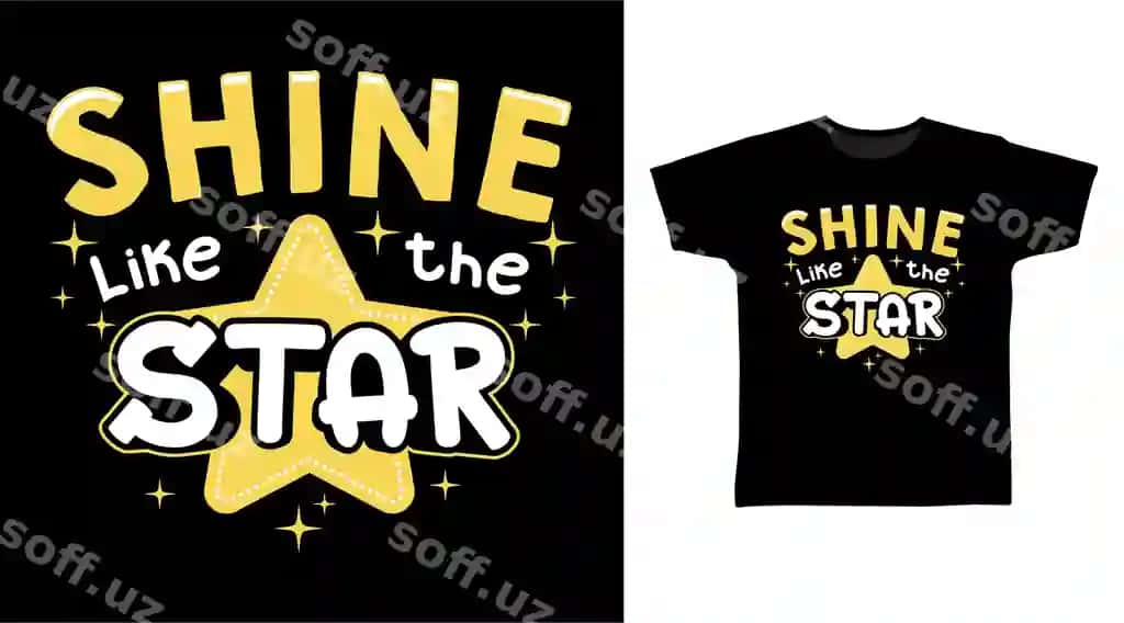 Yulduz kabi parq et tipografiya san'ati futbolka dizaynlari | Shine like star typography art t shirt designs