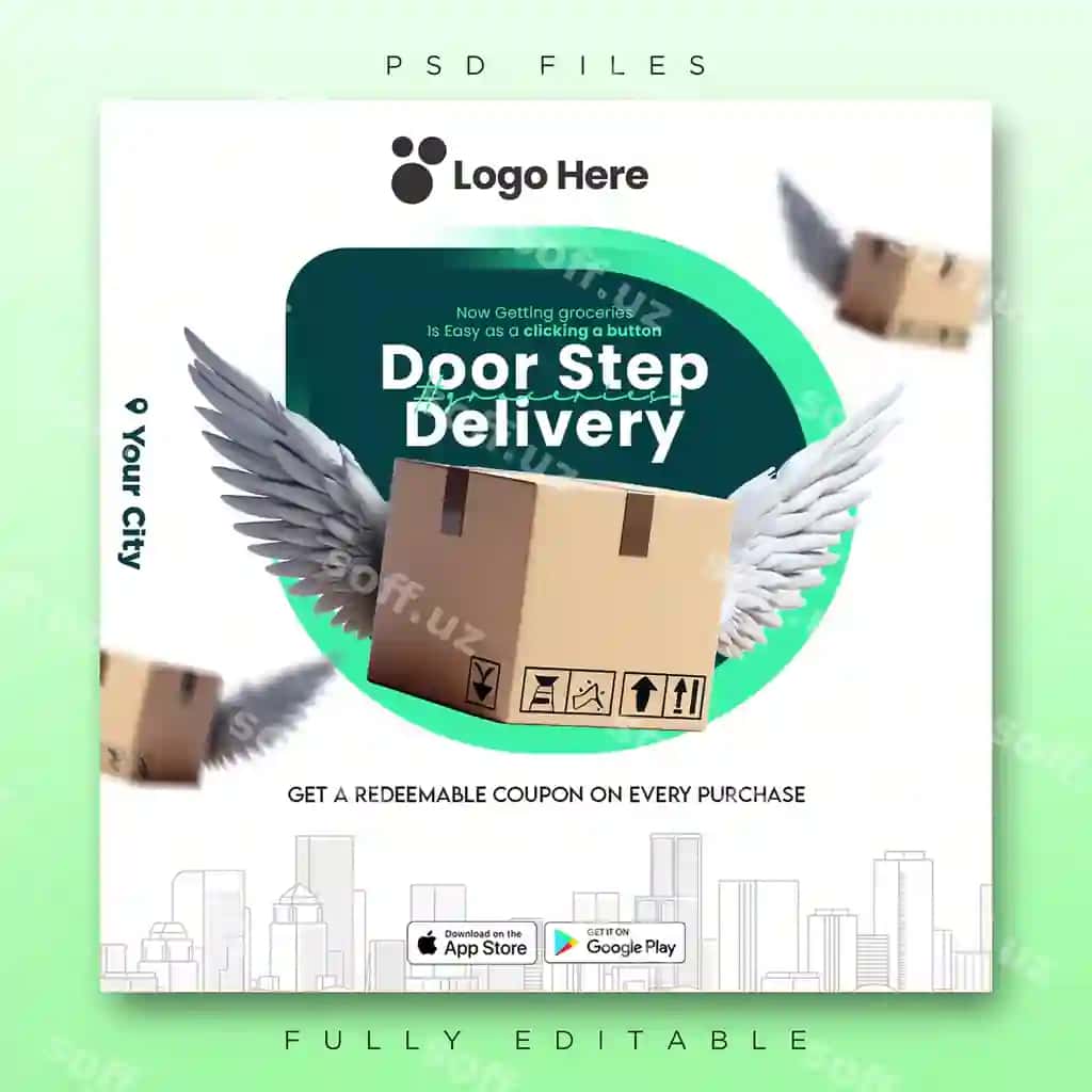 Posilka logistikasini yetkazib berish varaqasi ijtimoiy media posteri | Parcel logistics delivery flyer social media poster