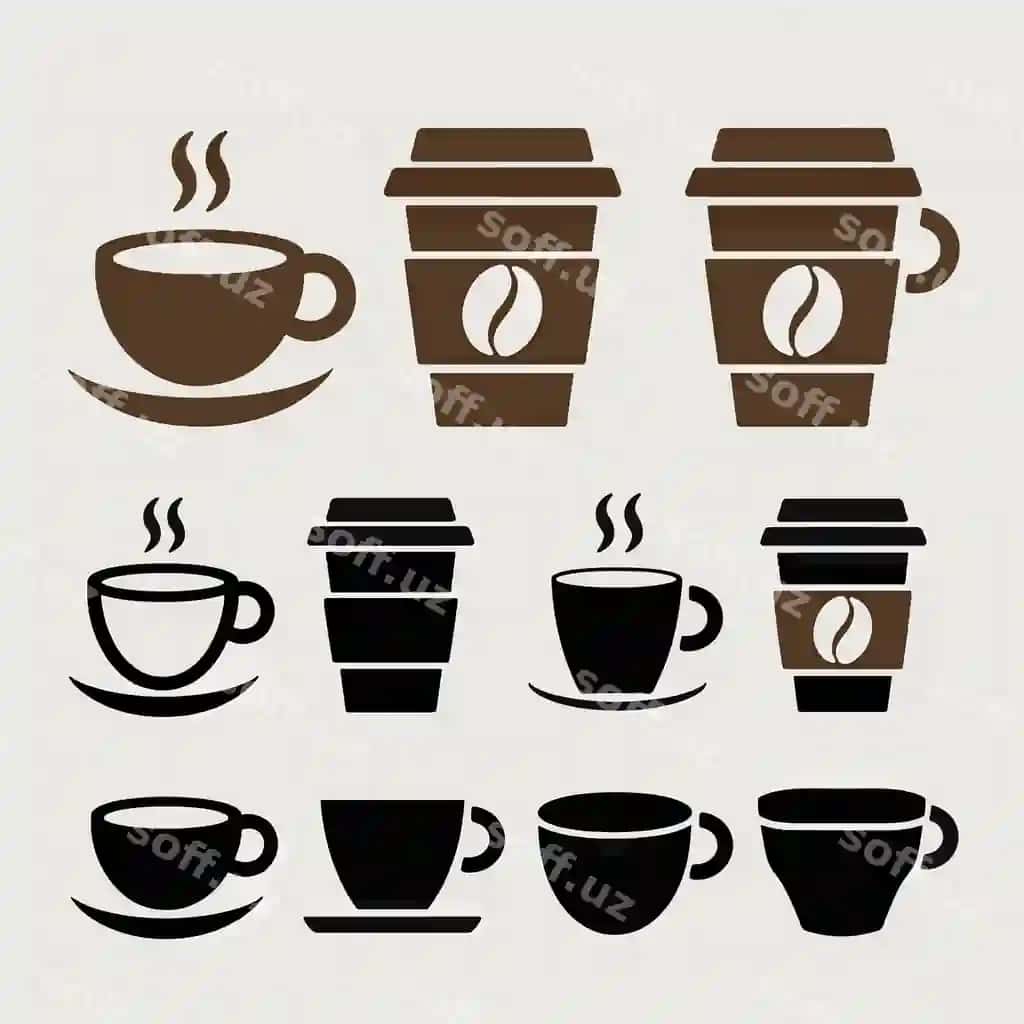 Jamlanma qahve stakanchilari, so'zlar bilan stakanchilar, qahvelar ularni | Collection coffee cups cups with words coffee them