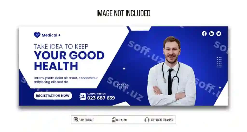 Sog'liqni saqlash tibbiy Facebook varaq dizayni PSD premium | Healthcare medical facebook cover design psd premium