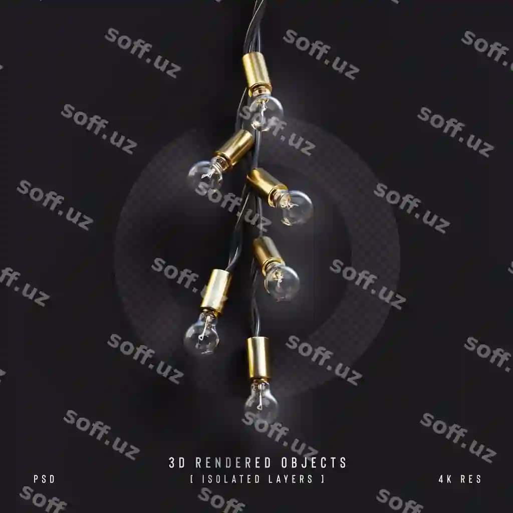 3D chiroq lampalari asib turgan maxsus sahna ajraltirilgan shaffof fonda | 3d light bulbs hanging custom scene isolated transparent background
