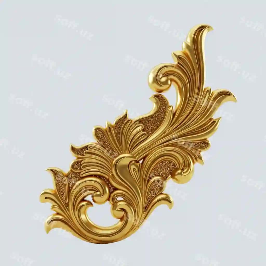 Oltin naqshli gulli dizayn | Golden ornate floral design