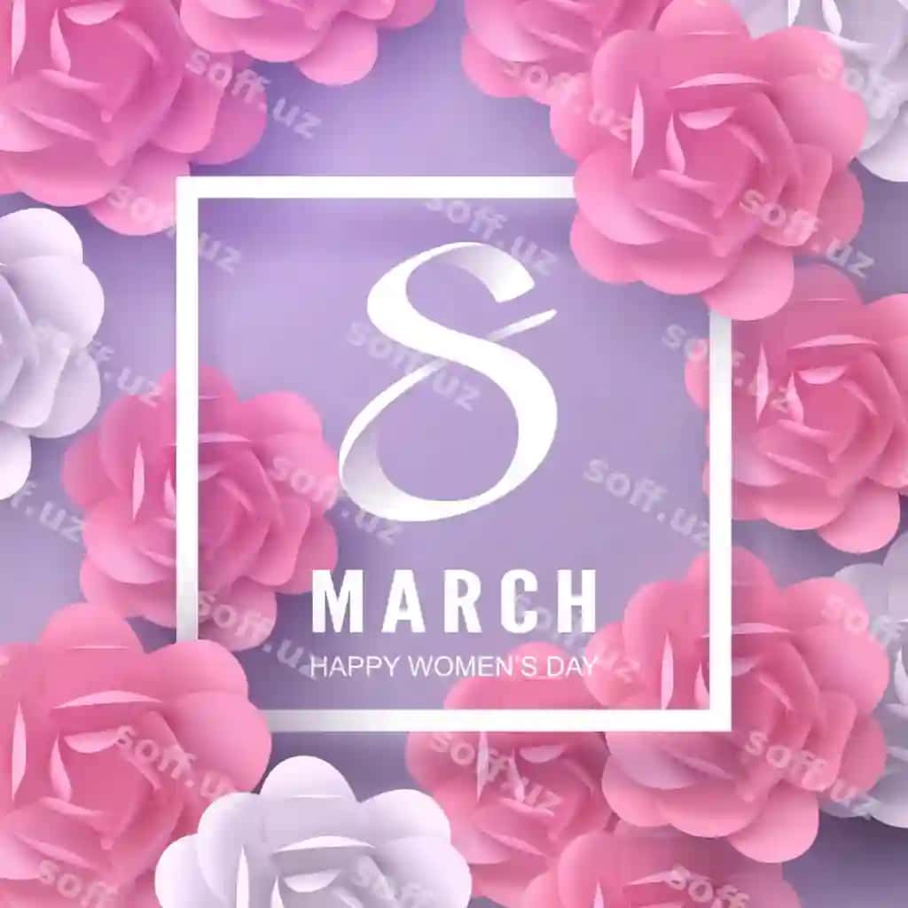 8 mart dekorativ xalqaro Ayollar kuni kartochkasi | 8 march decorative international womens day card