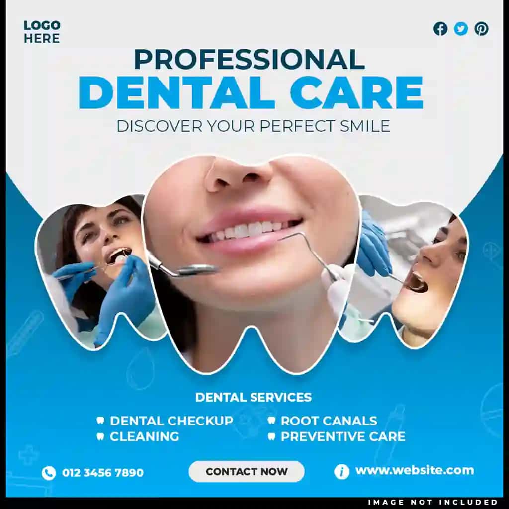 Tish shifokori stomatologik parvarishi ijtimoiy media banner shabloni | Dentist dental care social media banner template