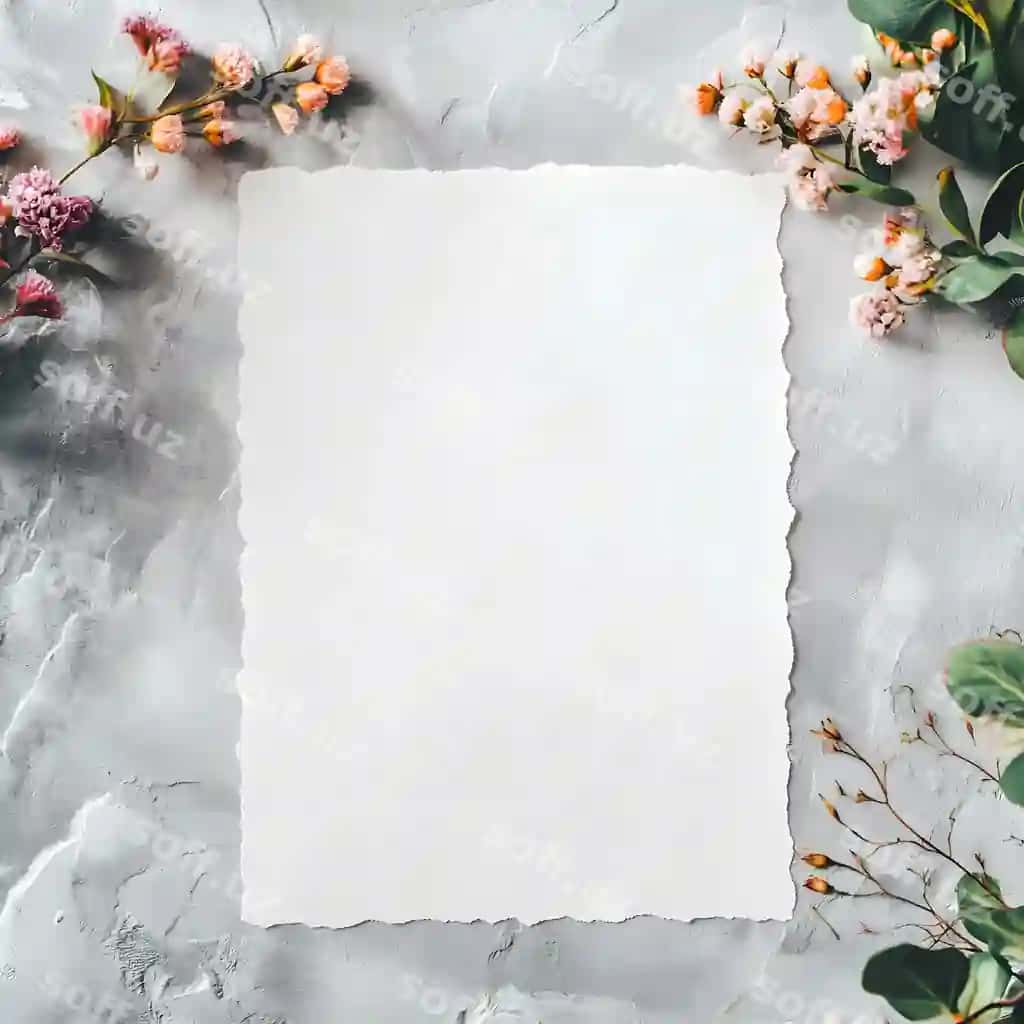 Gullar bilan bo'sh varaq | Flowers with blank paper