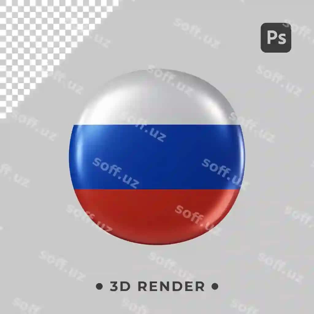 3d Rusiya bayrog'i PSD shaffof orqa fonda | 3d russia flag psd with transparent background