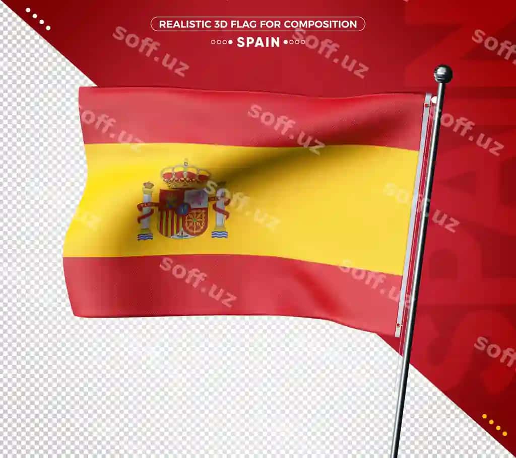 Ispaniya 3D bayragi realistik teksturali | Spain 3d flag with realistic texture