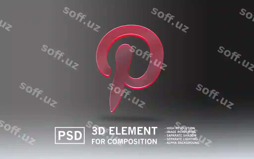 3D shisha render elementi logo sosmed Pinterest | 3d glas render element logo sosmed pinterest
