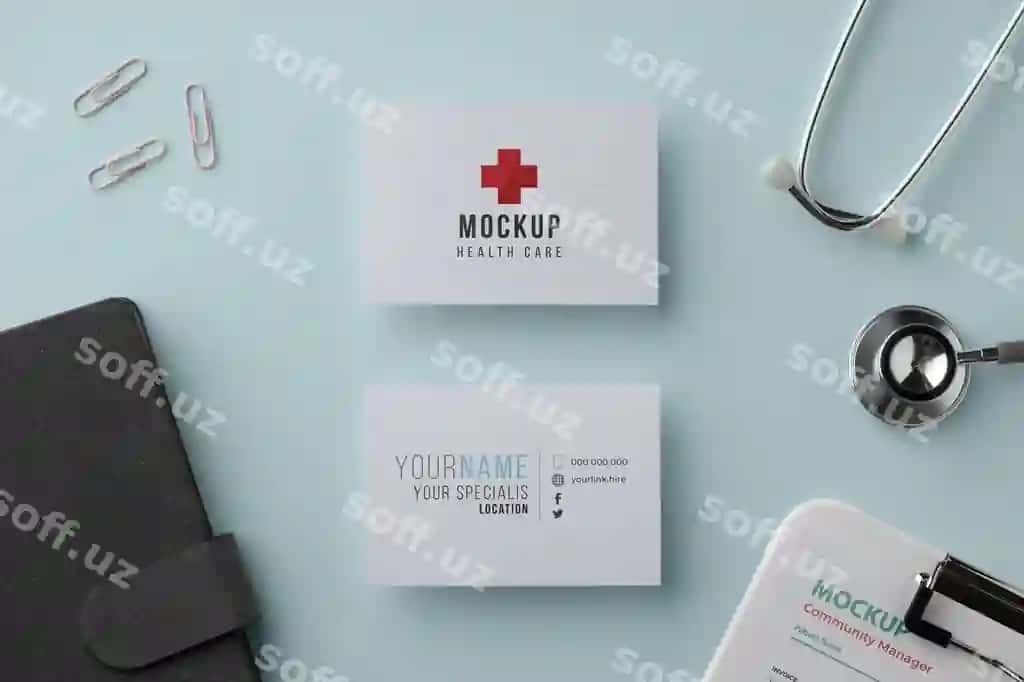 Vizitka doktori maketi dizayni | Business card doctor mockup design
