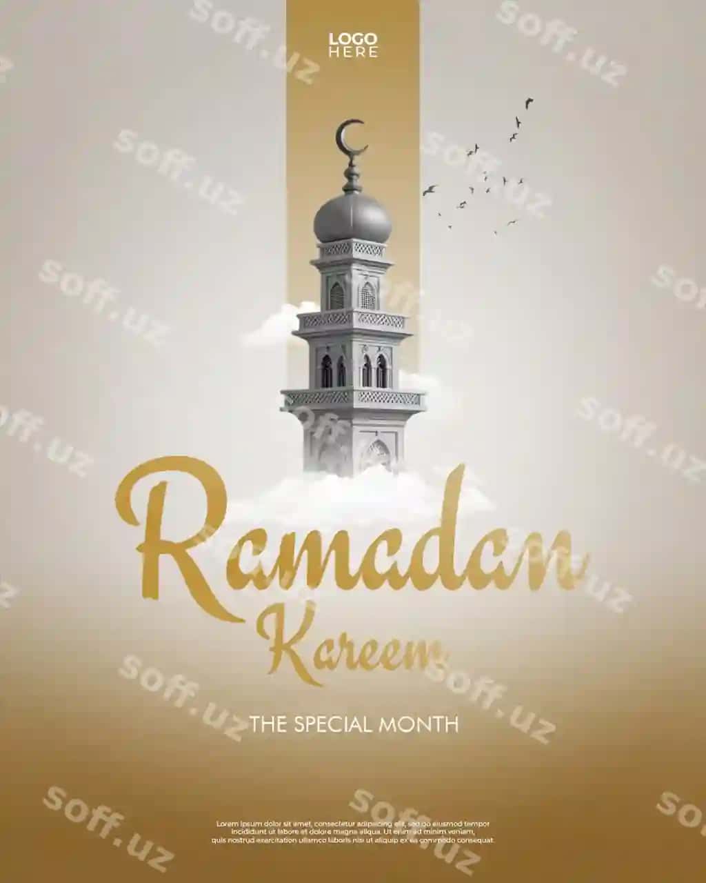 Ramazon Karim maxsus oyi ijtimoiy media post shablonlari dizayni | Ramadan kareem special month social media post template design