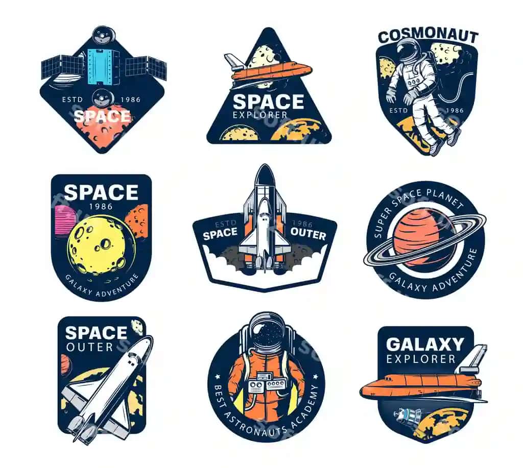 Galaxy koinot ekspeditsiyasining vektor piktogrammalari | Galaxy explore universe expedition vector icons