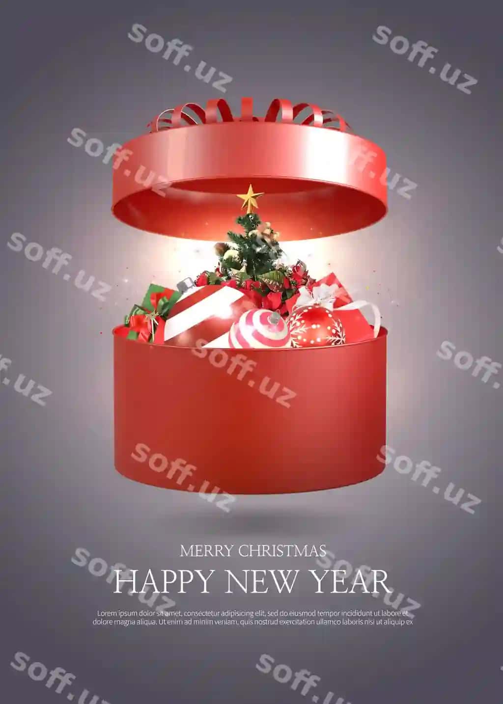 Rojdestvo va Yangi yil muborak tabrik kartasi shabloni | Merry christmas happy new year greeting card template