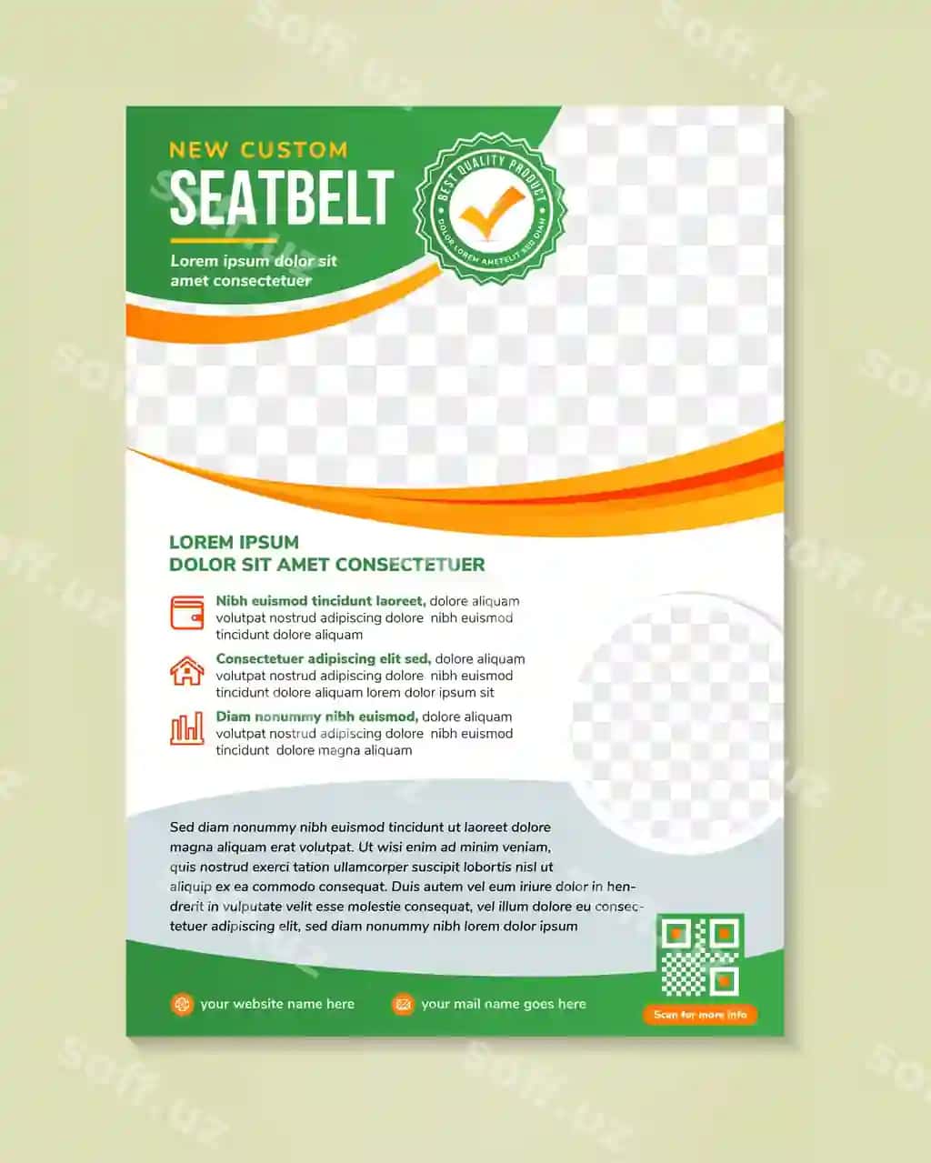 Yangi maxsus tutqich flyer dizayni sanoat mahsuloti poster flyer broshyur | New custom seatbelt flyer design industry product poster flyer leaflet