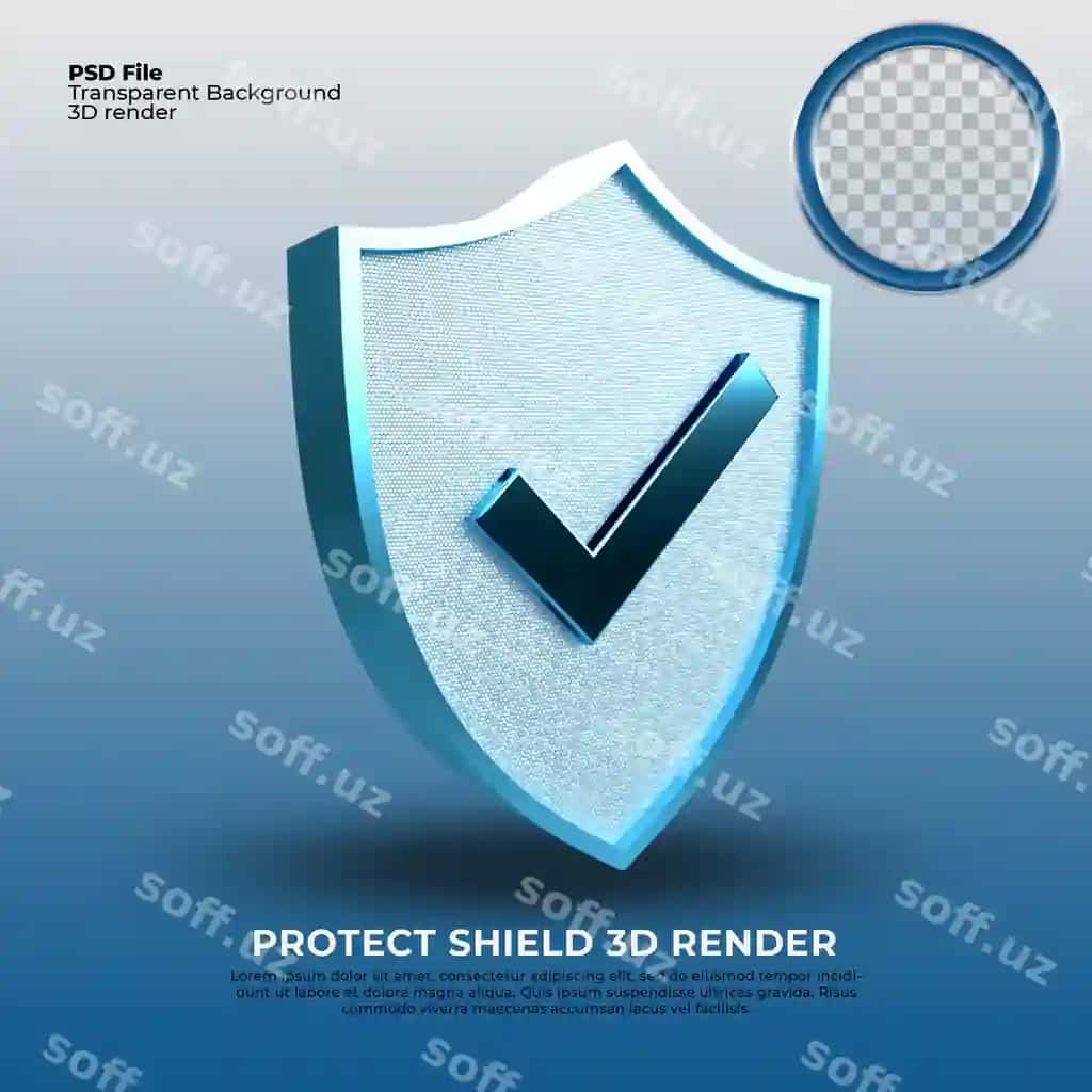 Himoya pancir 3d render ko'k rang | Protect shield 3d render blue color