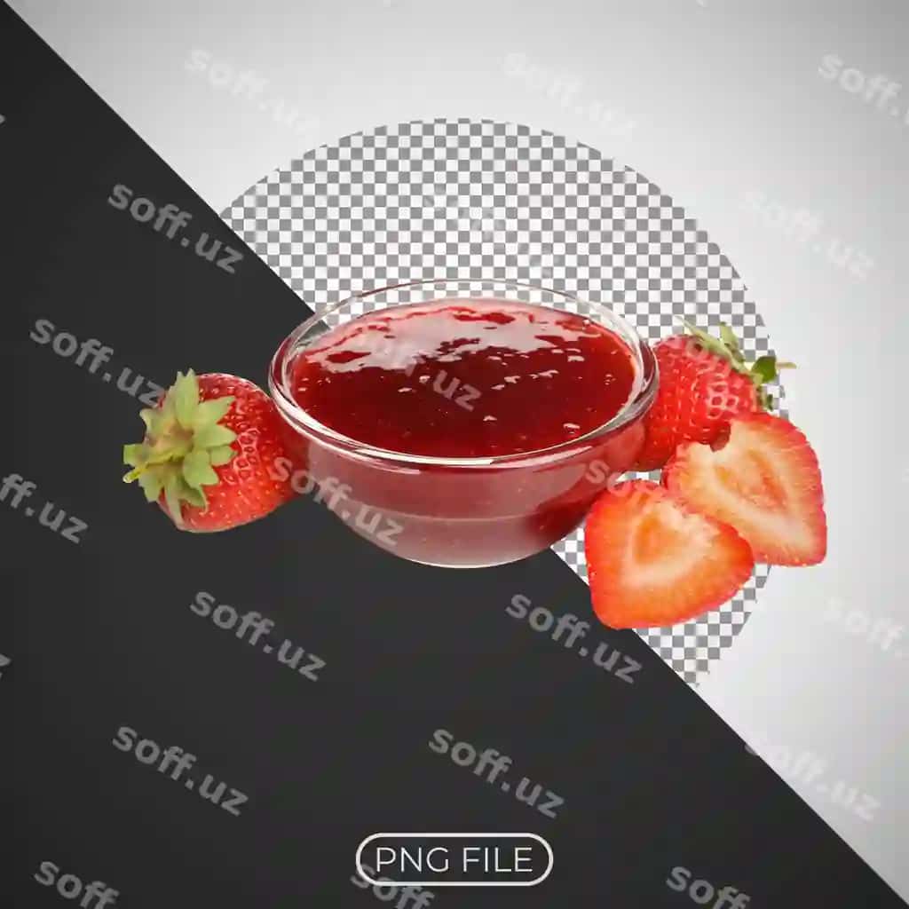 Krep fonida qulupnay murabbosi | Cup strawberry jam with crepe background
