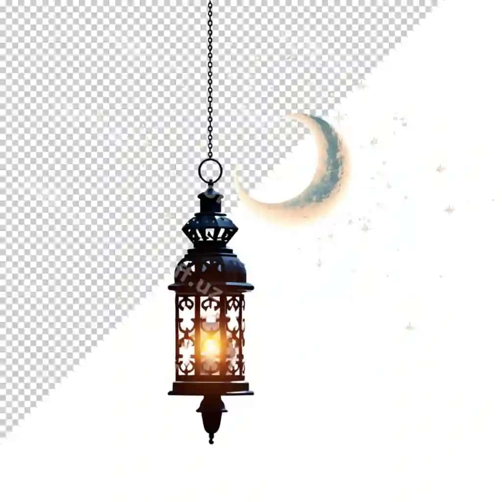 Hayit Ramazon furnari Oy yulduzlari Masjid dizayni ajraltirilgan shaffof | Eid ramadan lantern moon stars mosque design isolated transparent