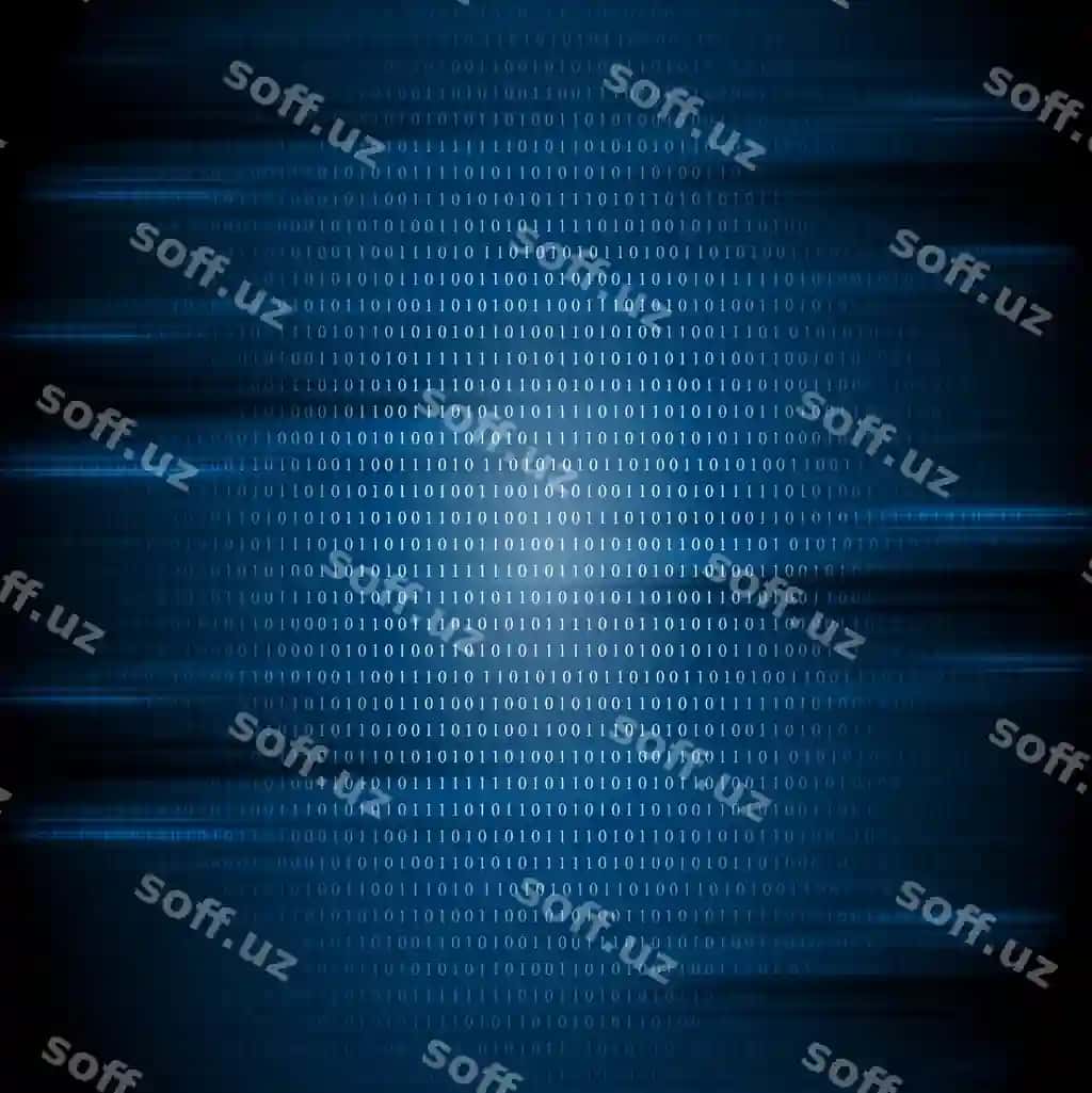 Toʻq koʻk ikkilik kodli texnik fon | Dark blue binary code tech background