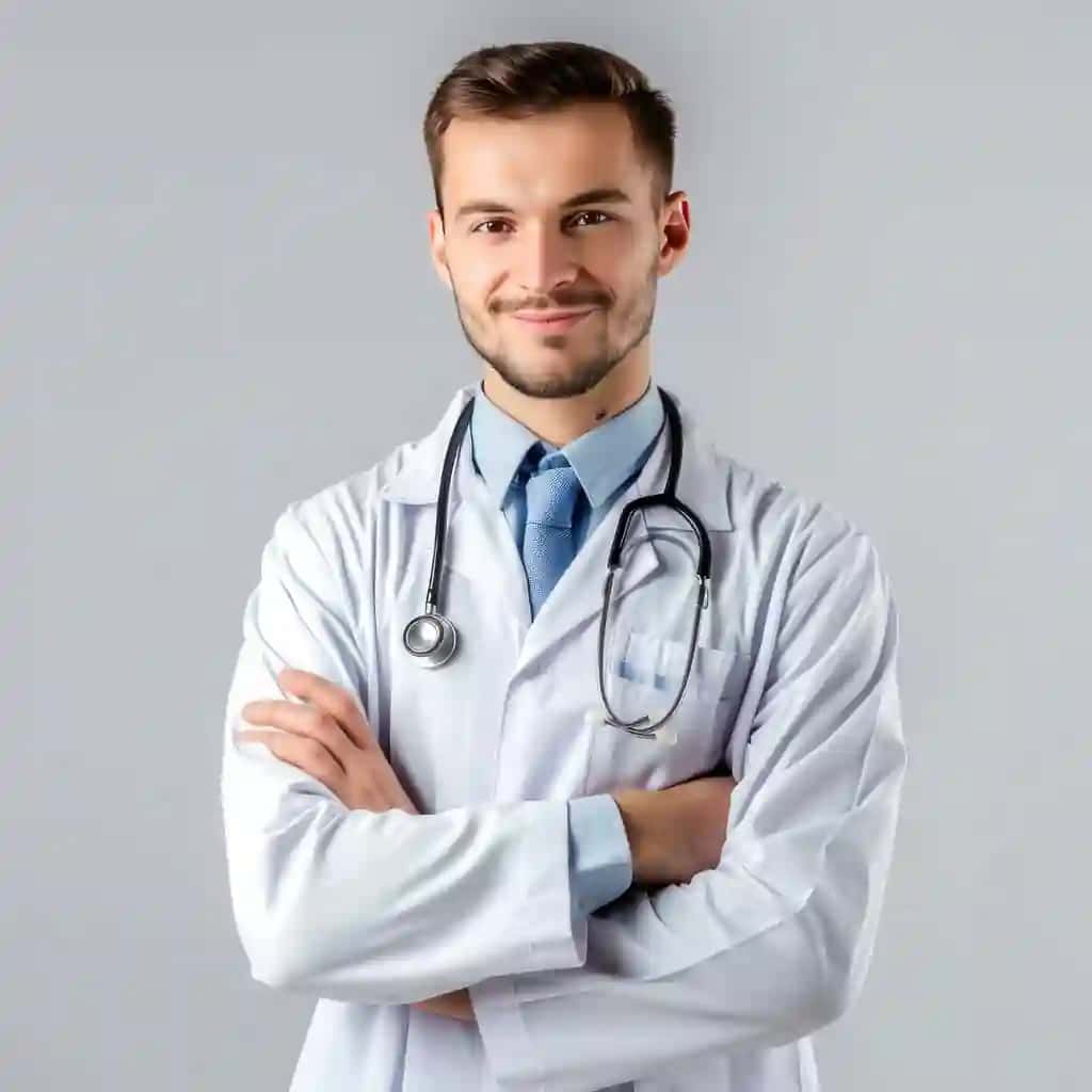 Chiroyli shifokor oq fon | Handsome doctor white background