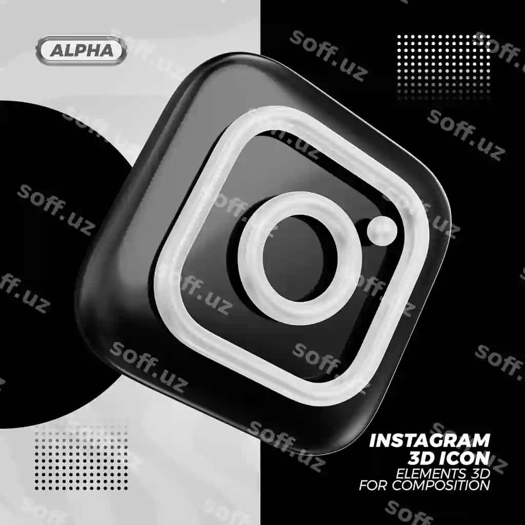 Instagram qora 3d ikonka rendering rendering | Instagram black 3d icon rendering rendering 2