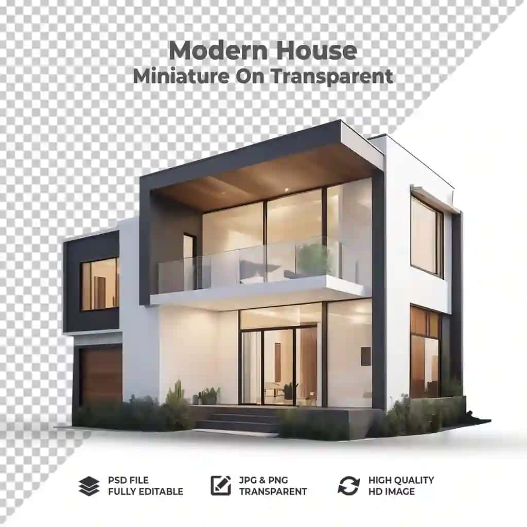 Uy miniatyurasi 3D ajratilgan shaffof tasvirni beradi | House miniature 3d render isolated transparent image