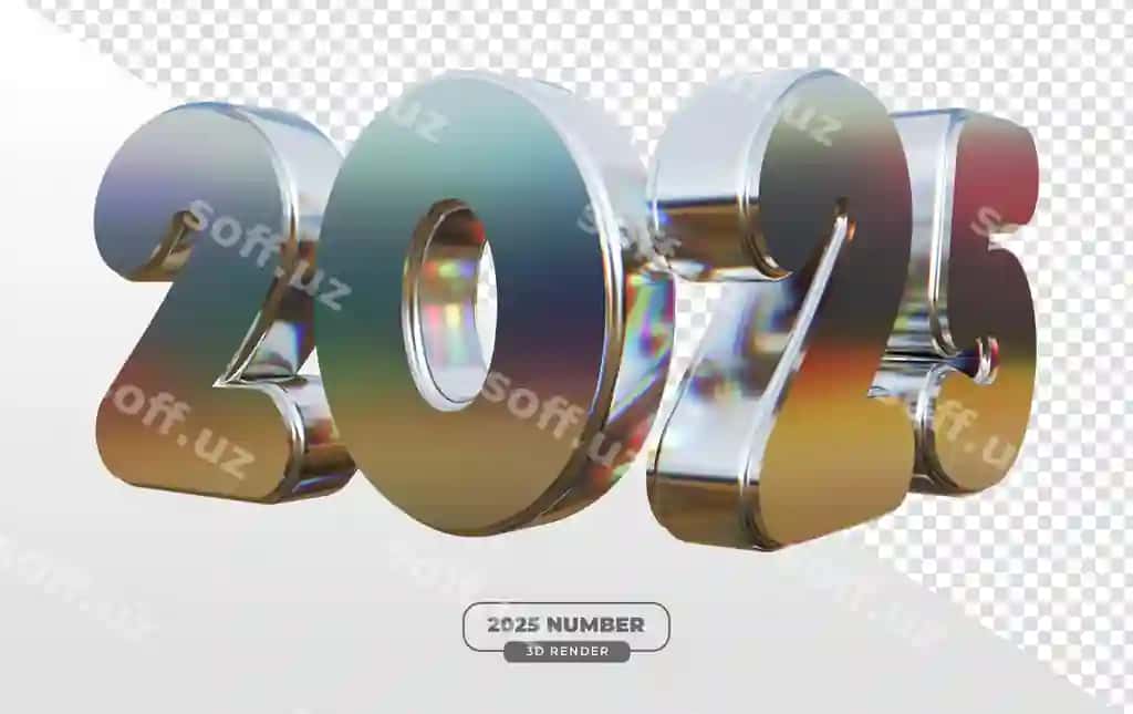 2025 yil holografik tekstura raqamlari 3d render yangi yil bayrami tabrigi | 2025 holographic texture numbers 3d render new year celebrations