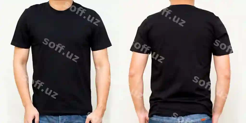 Qora futbolkaning old va orqa tomoni uchun shablon dizayni bosma nusxasi | Black t shirt front back mock up template design print