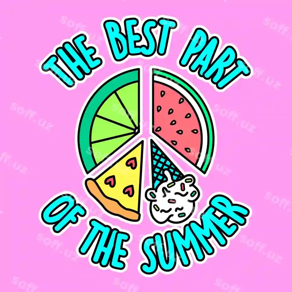 Vektor yoz yangi ovqat matn bilan | Vector summer fresh food with text