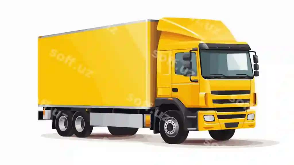 So'z sariq tomoni bilan sariq yuk mashinasi | Yellow truck with word yellow side