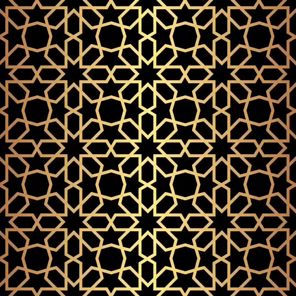 Choksiz naqsh arabcha uslub qora oltin musulmon fon bilan | Seamless pattern arabic style black with gold muslim background