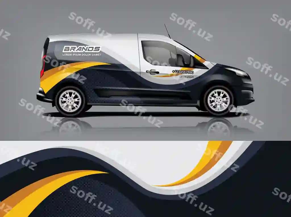 Furgon o'ram dizayni o'ram stiker dekoratsiyasi kompaniyasi vektor formati | Van wrap design wrap sticker decal design company vector format