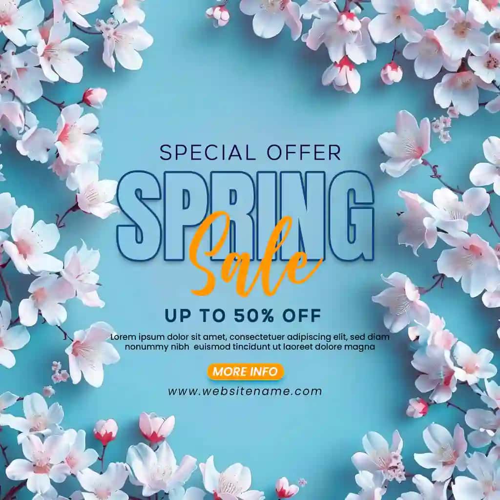 Bahor gullari savdosi banneri dizayni shabloni | Spring floral sale banner design template