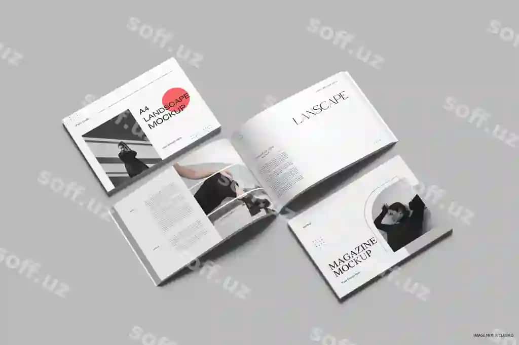 A4 landshaft jurnali namunasi | A4 landscape magazine mockup 2