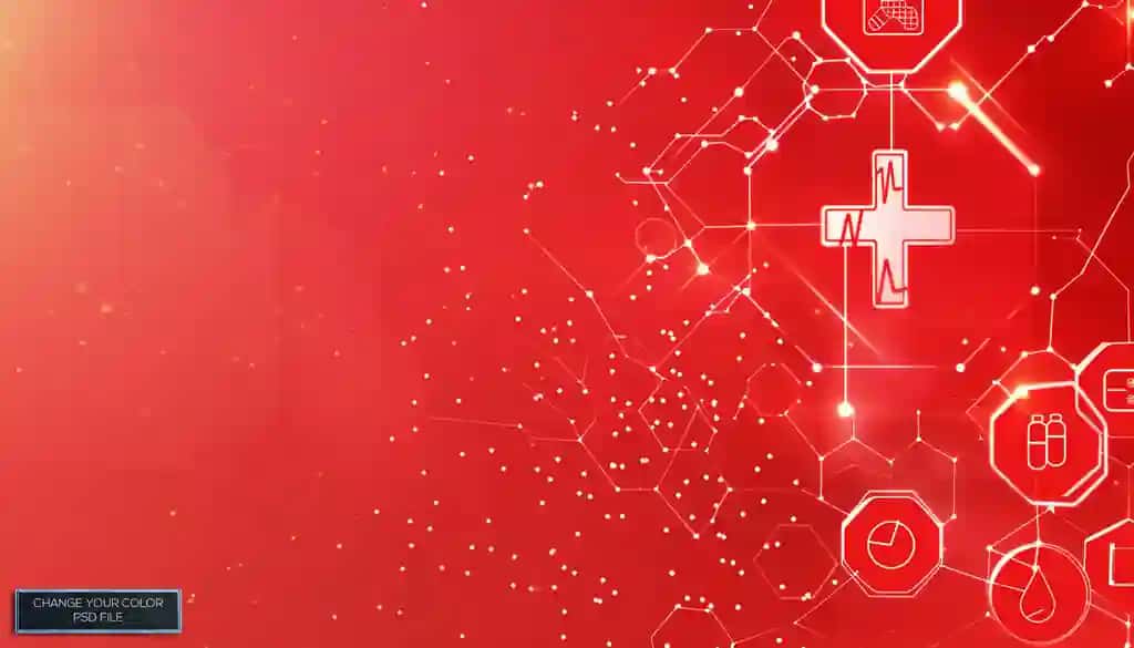 Mavhum vektor tasviri tibbiy tarmoq qizil fon bilan | Abstract vector illustration medical network red background with