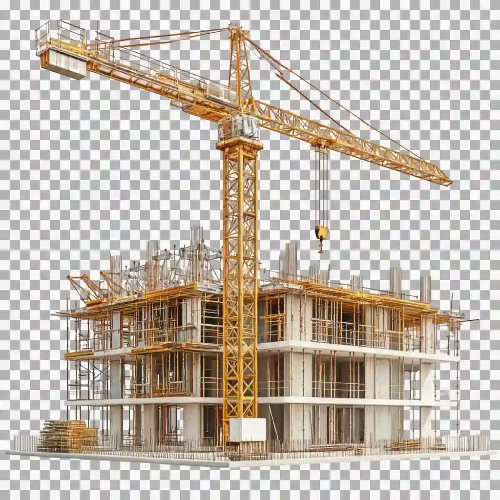 Izolyatsiya qilingan kranli binolar qurilishi bilan haqiqiy qurilish maydonchasi | Realistic construction site with cranes buildings construction isolated