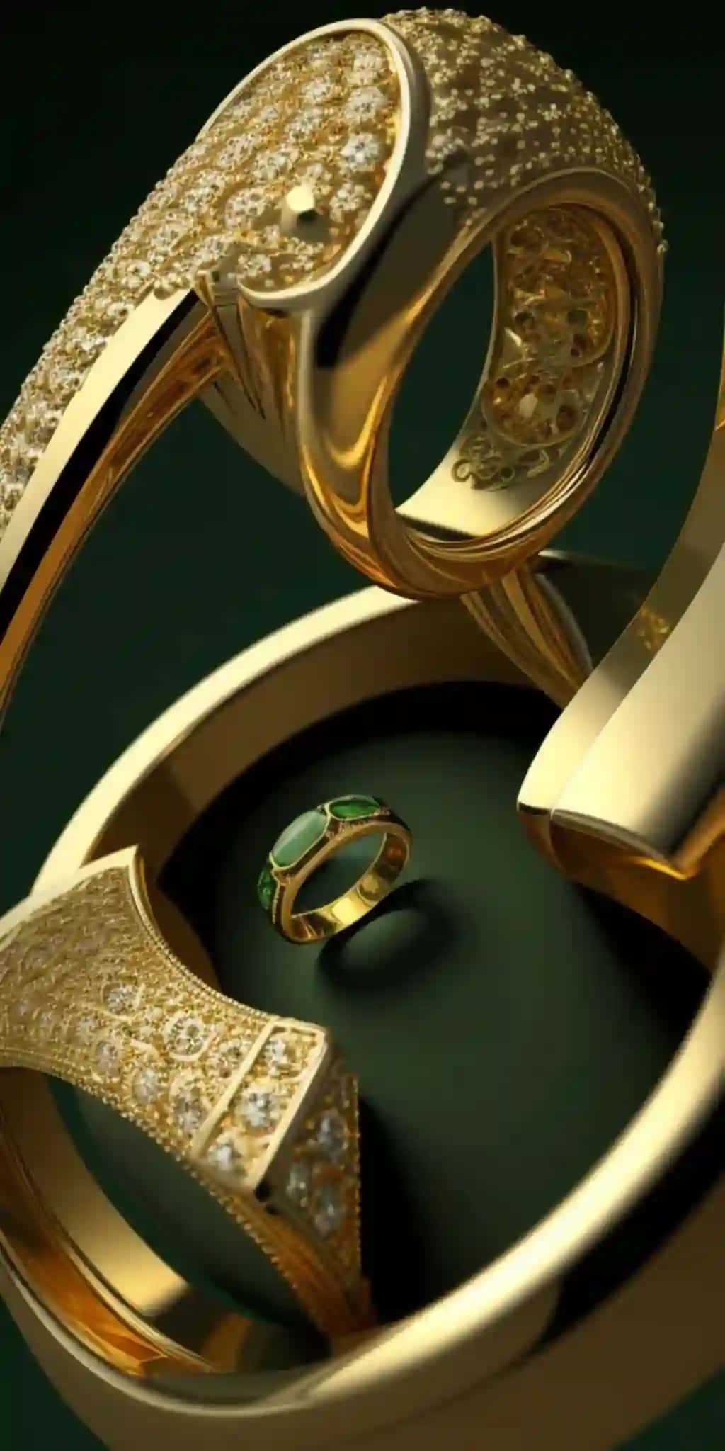 Yashil toshli oltin uzuk | Gold ring with green stone it
