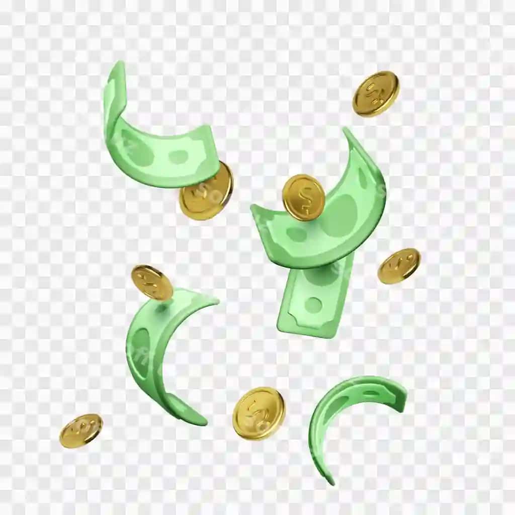 Yashil dollar billlari oltin monetlar tushadigan pul biznes konsepsiyasi jackpot | Green dollar bills gold coins falling money business concept jackpot
